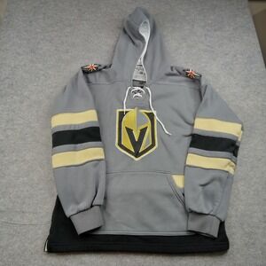 Vegas Golden Knights Hoodie Mens Large Gray NHL Hockey Old Time Hockey Lace Up